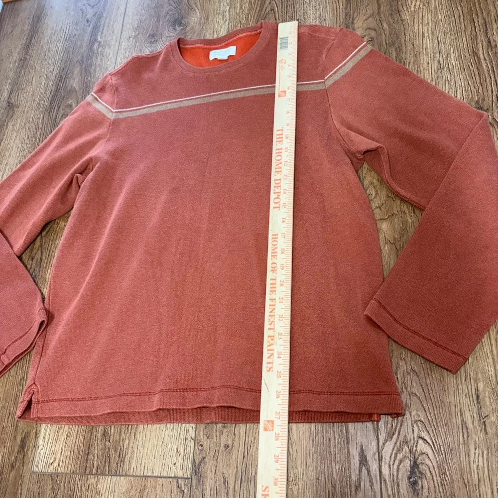 Banana Republic Mens‎ L Burnt Orange Cotton Stripe Crewneck Sweater Skater y2k